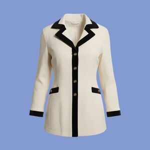 St. John Sport by Marie Gray Womsn's S White Blazer with Black Trim